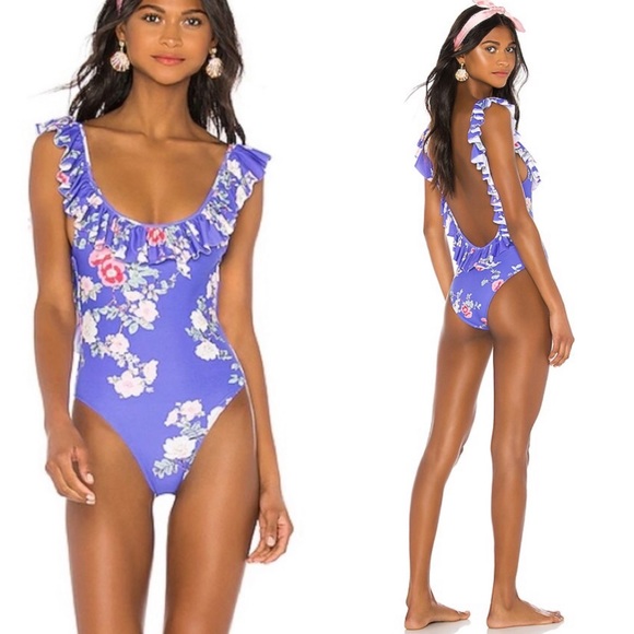 Lovers + Friends Other - Lovers + Friends Flutter By One Piece Swimsuit in Blue Floral